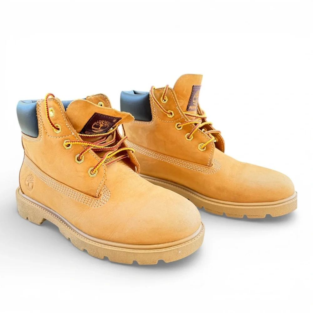 Timberland Boots Kids Waterproof Leather Brown Size 2.5 Lace-Up